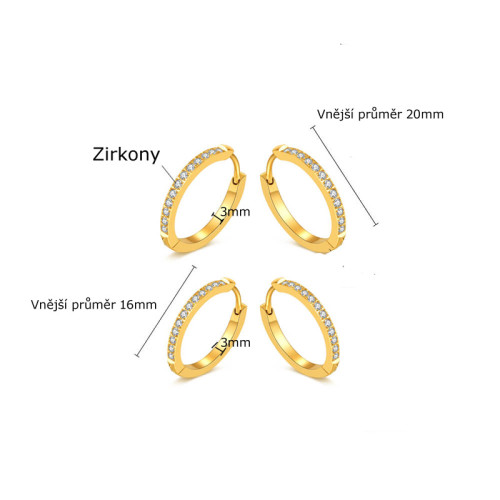 Náušnice z chirurgické oceli zlaté SEGE821GD