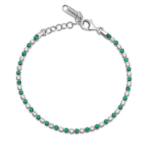 Stříbrný náramek s kamínky Brosway Fancy Life Green FLG127