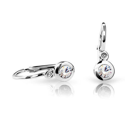 Zlaté dětské náušnic eCutie C1537B CZ White