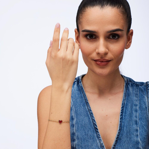 Náramek z chirurgické oceli s červeným achátem Brosway ESSENTIAL BNL140