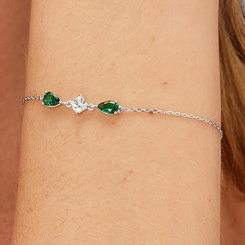 Náramek se zirkony stříbrná Brosway Fancy Life Green FLG112