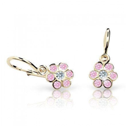Dětské náušnice zlaté kytičky Cutie Jewellery C1737Z-Růžová