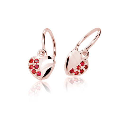 Zlaté dětské náušnice srdíčka Cutie Jewellery C2160R Ruby Dark