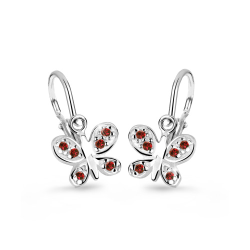 Dětské náušnice z bílého zlata C2748B-Červený motýlek