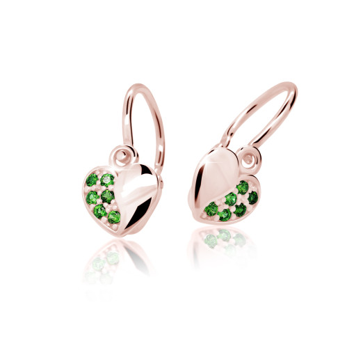 Zlaté dětské náušnice srdíčka Cutie Jewellery C2160R Green