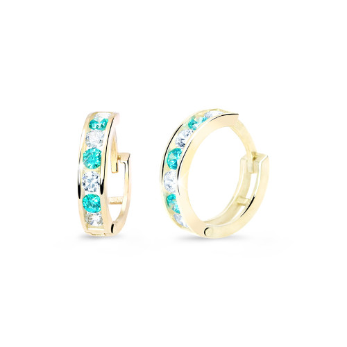 Zlaté dětské náušnice kroužky C3343Z-Mint Green