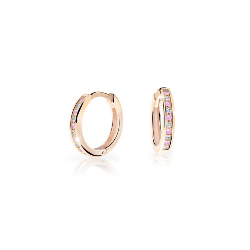 Zlaté náušnice kroužky C3343R-pink