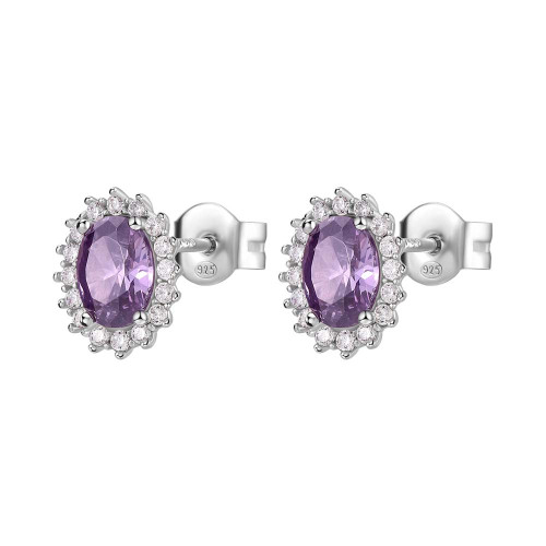 Náušnice pecky stříbro se zirkony Brosway Fancy Magic Purple FMP22