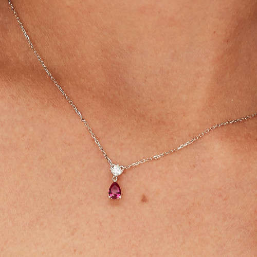 Stříbrný náhrdelník se zirkony Brosway Fancy Passion Ruby FPR111