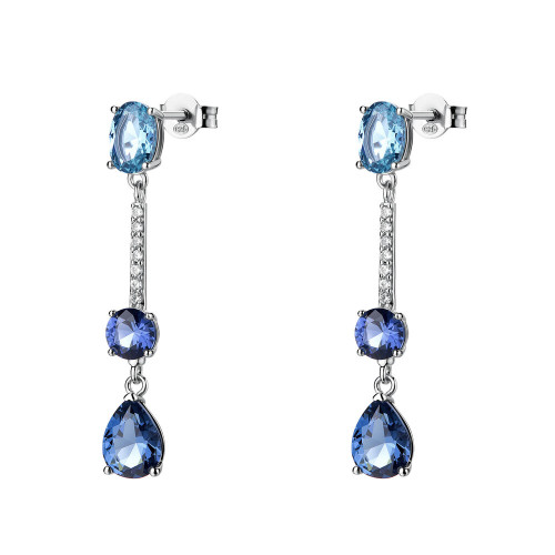 Visací stříbrné náušnice se zirkony Brosway Fancy Freedom Blue FFB133