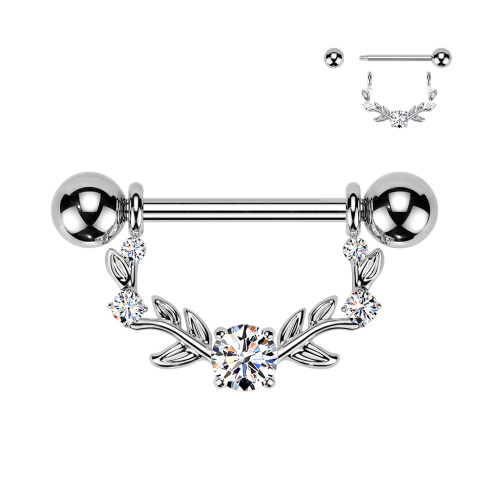 Piercing do bradavky s ozdobou SEKSQ0151ST