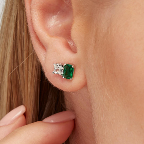 Stříbrná náušnice pecka Brosway Fancy Life Green FLG06