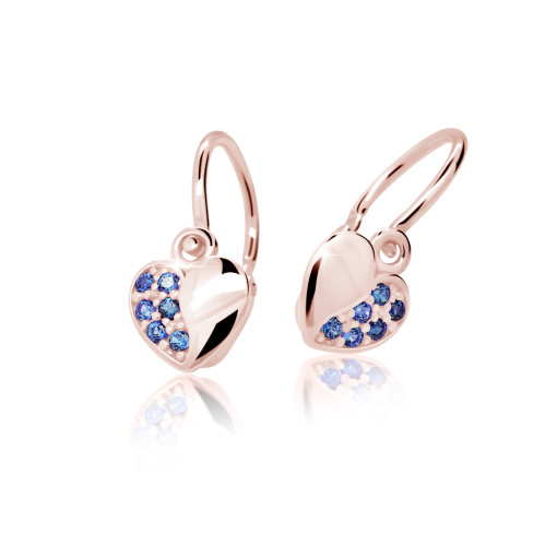Zlaté dětské náušnice srdíčka Cutie Jewellery C2160R-Dark Blue