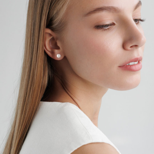 Stříbrné náušnice bílé perly EFB07N