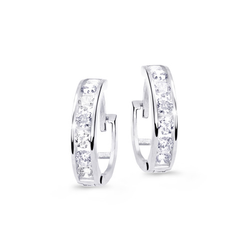 Dětské náušnice kroužky se zirkony C3345B-White