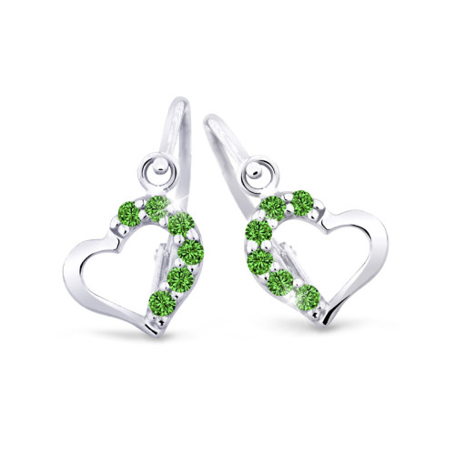 Náušnice dětské bílé zlato se zirkony Z2757B-Green