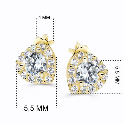 Zlaté náušnice srdce s diamanty DZ60231-30-00-X-1