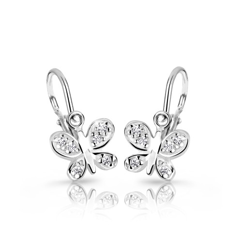 Zlaté dětské naušnice Cutie Jewellery C2748B-Bílý motýlek