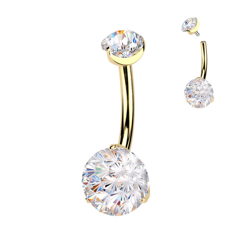 Pozlacený piercing břicha se zirkony SETIN61-GD