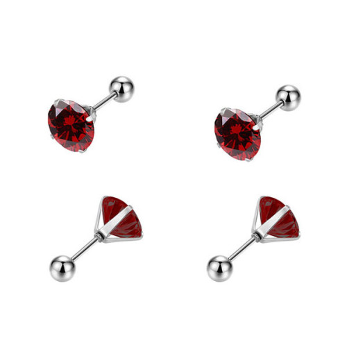 Náušnice se zirkony pecky z chirurgické oceli WJHE1244-Ruby Dark