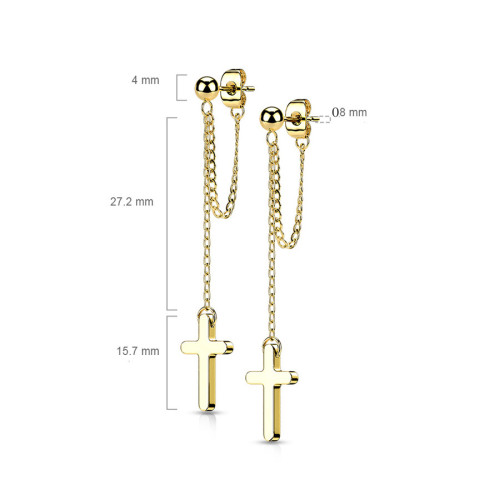 Zlaté visiace náušnice z chirurgickej ocele 4089