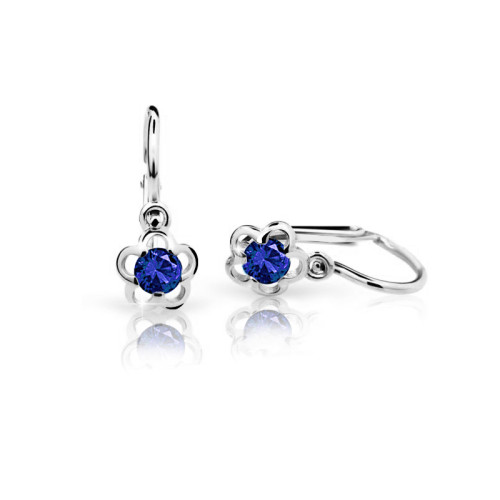 Dětské náušnice z bílého zlata C1945B-Blue dark