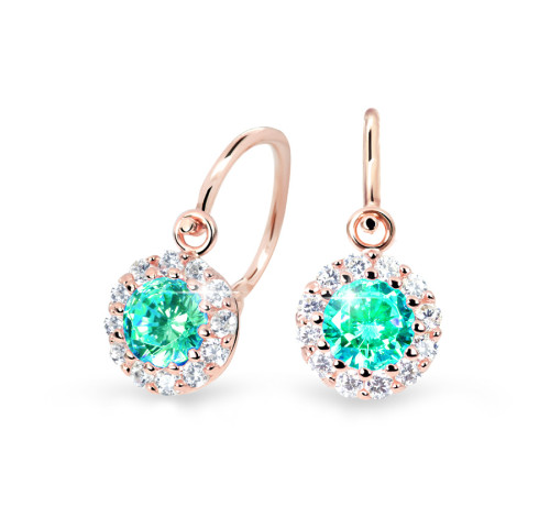 Dětské náušnice růžové zlato se zirkony C2745R-Mint Green