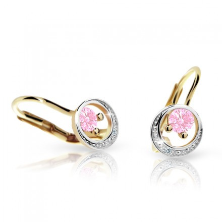 Dívčí zlaté náušnice Cutie C1977Z-Pink