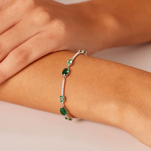 Elegantní náramek stříbro se zirkony Brosway Fancy Life Green FLG151