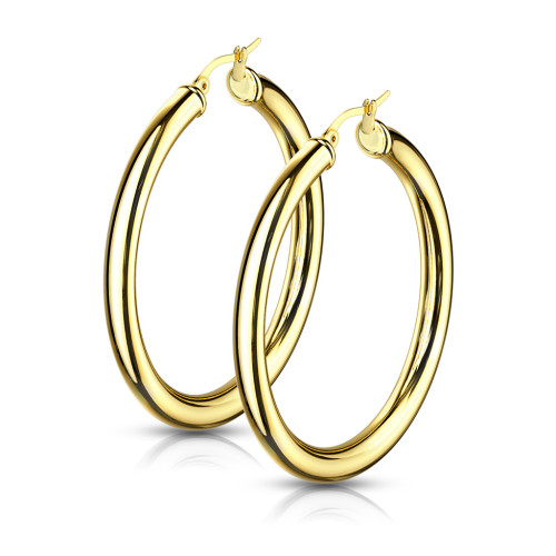 Ocelové náušnice kruhy zlaté 3864-GD