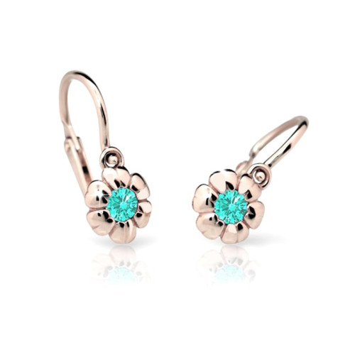 Zlaté dětské náušnice C2151R-Mint Green