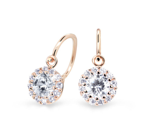 Dětské náušnice růžové zlato C2745R-CZ White