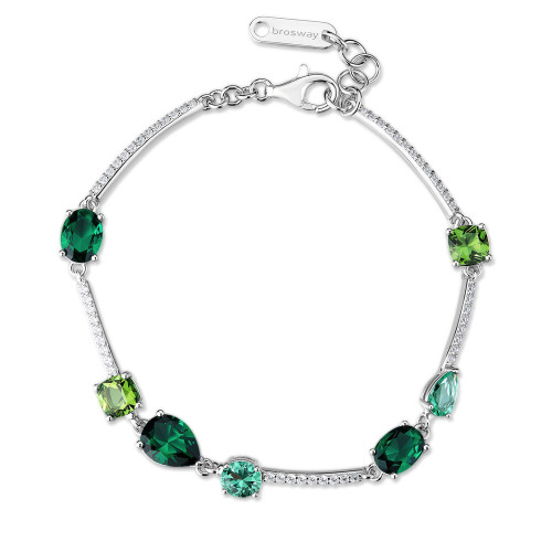 Stříbrný náramek se zirkony Brosway Fancy Life Green FLG151