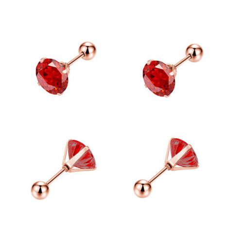 Náušnice na šroubek z chirurgické oceli WJHE1246-Ruby Dark