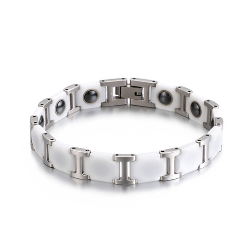 Magnetický náramek z keramiky a oceli WJHB360 - White