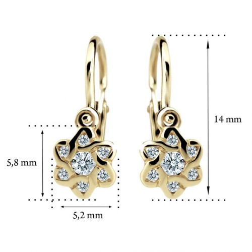 Zlaté dětské náušnice kytičky C2149Z