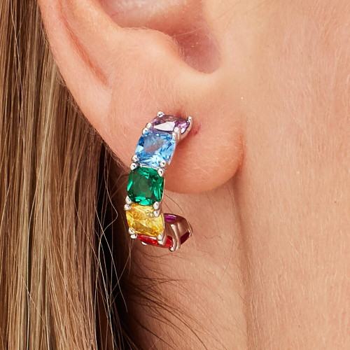 Náušnice se zirkony stříbro Brosway Fancy Joyful Rainbow FJR06 - 1 Ks