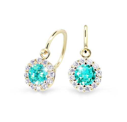 Dětské náušnice zlaté Cutie Jewellery C2745Z-Mint Green
