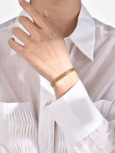 Ocelový náramek zlatý SEBR1433-19GD