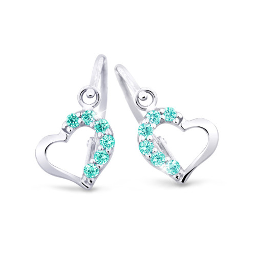 Náušnice dětské bílé zlato se zirkony Z2757B-Mint Green