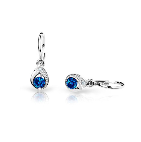 Náušnice pro miminka bílé zlato C1898B-Blue Dark