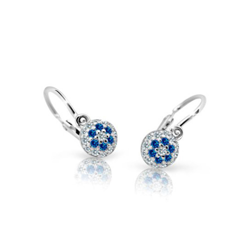 Dětské náušnice z bílého zlata se zirkony Cutie Jewellery C2150B-Blue dark