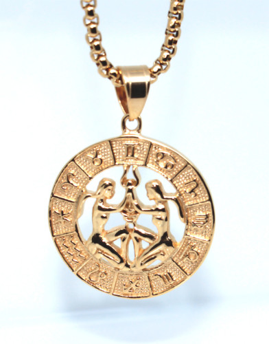 Ocelový přívěsek se znamením blíženců + řetízek WJHN3093