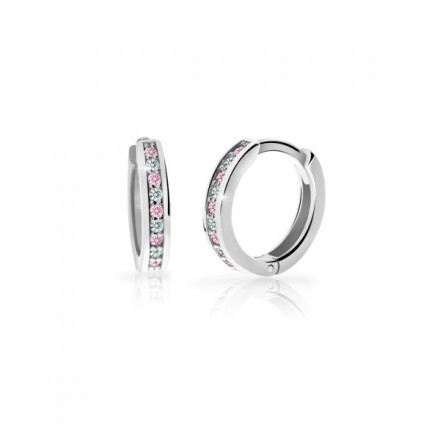 Dětské náušnice kroužky z bílého zlata C3342B-Pink