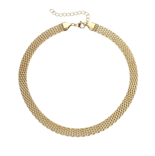 Náhrdelník choker z pozlacené chirurgické oceli NSS1041