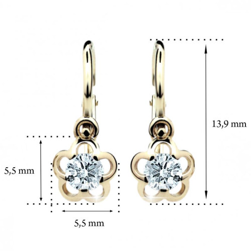 Dětské zlaté náušnice Cutie C1945-rozměry