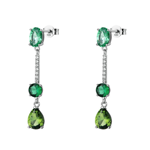 Moderní stříbrné náušnice se zirkony Brosway Fancy Life Green FLG152