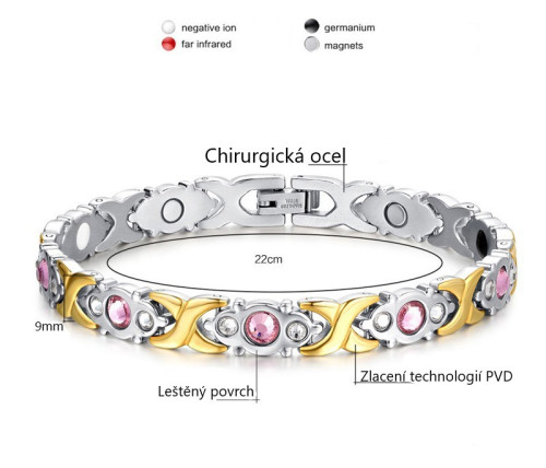 Magnetický náramek s kamínky SESBRM074