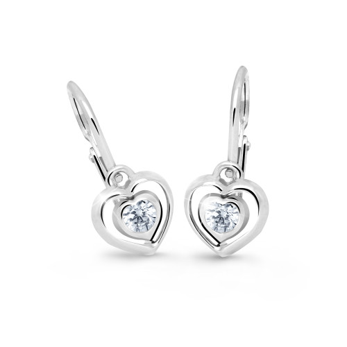Zlaté dětské náušnice srdíčka Cutie Jewellery C2752B-White