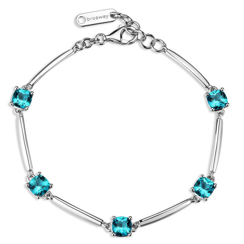 Stříbrný dámský náramek Brosway Fancy Aqua Green FAG06